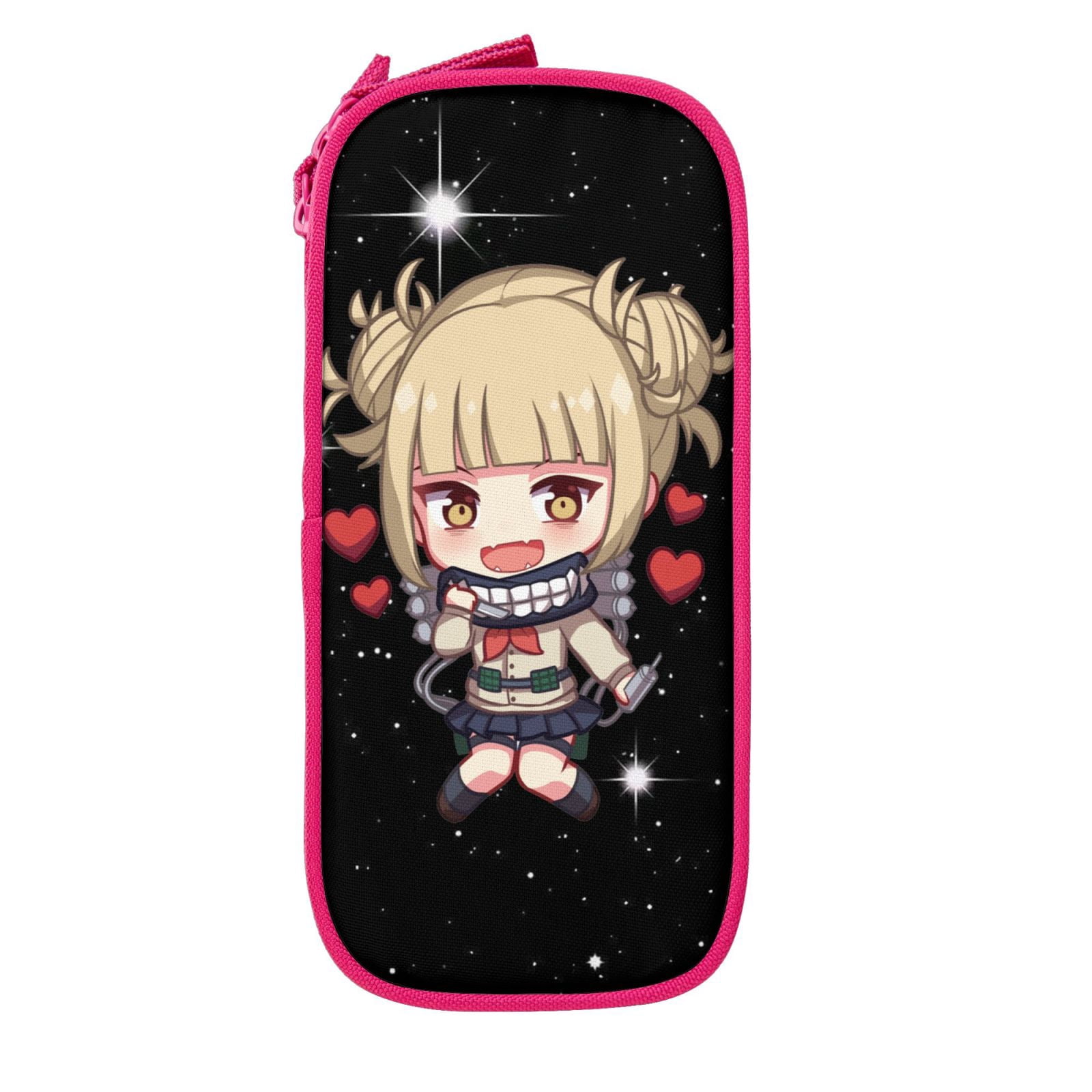 My Hero Academia Himiko Toga Pencil Case Large Capacity Pencil Pouch Pen Bag Office Stationery Organizer Travel Makeup Bag Pink