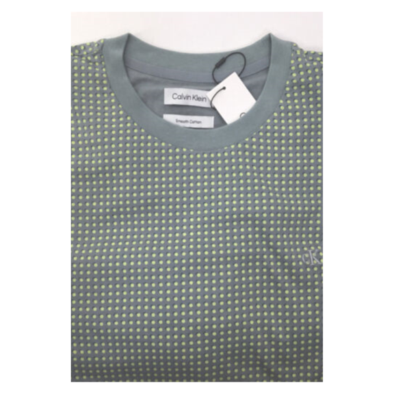 Calvin Klein Short Sleeve Smooth Cotton Grid Print Crew Neck Tee, Multicolor,XL