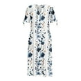 thumbnail image 5 of UVEASISHA Eyelet Dresses for Women Summer Casual Beach Vacation Dress V Neck Short Sleeve Boho Floral Maxi Dresses with Pockets Blue S, 5 of 6