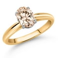 thumbnail image 2 of Gem Stone King 10K Yellow and White Gold Peach Morganite Solitaire Engagement Ring for Women (1.00 Cttw, Oval 8X6MM, Gemstone October Birthstone, Available in Size 5, 6, 7, 8, 9), 2 of 4