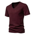 thumbnail image 1 of Playeras Elvqul para Hombre Economicas Vino Algodón Manga Corta Estampa Cuello V, 1 of 6