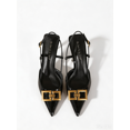 thumbnail image 3 of On feet& in love Women's Pointed Toe Slingback Patent PU Heels with Geometric Buckle - Black Dress Shoes for Party & Evening - Size 11, 3 of 7