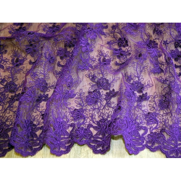 Minerva Heavy Guipure Lace Fabric Purple - per yard