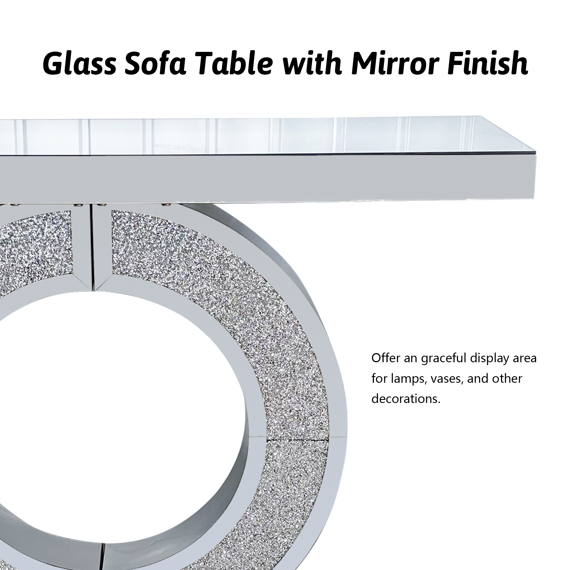 MDQMD Mirror Console Table with Crystal Base,Modern Entryway Table for Hallway,Luxury Reflective Sofa Table for Living Room