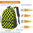 thumbnail image 3 of Yellow and Black Checkered Pattern 17" School Backpacks for Teens,Waterproof Oxford Fabric,S-Shape Padded Straps for School,Travel,Hiking,Camping, 3 of 6