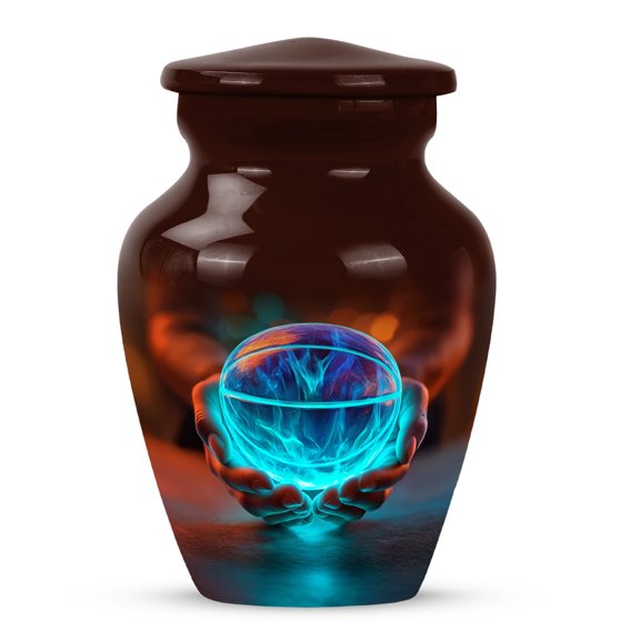MUKTIVE Basketball Cremation Urn for Human Ashes Grandpa, Grandma, Keepsake Memorial Brown Urns for Men and Women, Burial Urns, Human Remains Funeral Urn for Male & Female (3 Inch)