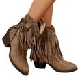 thumbnail image 5 of Western Fringe Pointed Toe Mid-Calf Boots For Women Versatile Plus Size Fashion Ankle Boots With Heel Comfortable Everyday Wear, 5 of 7