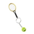 thumbnail image 2 of Kraoden Mini Tennis Racket Keychain Simulated Mini Tennis Racket Keychain Sports Equipment Gift, Fashionable Alloy Tennis Ball Split Ring Keychain for Sport Lovers Team, 2 of 3