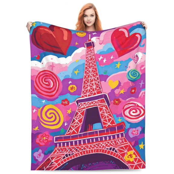 Paris Eiffel Tower Blanket, Flannel Fleece Throw Blanket, Soft Cozy Warm Blanket For Couch Sofa Bed, Decorative All Season Travel Blanket For Home Office 50x40