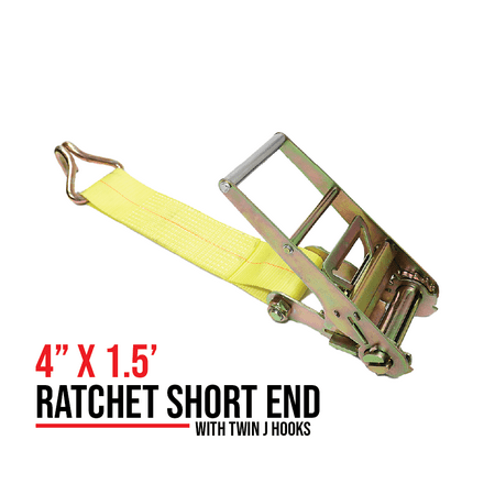 

Boxer 4 IN. x 1.5 FT. Twin J Hook Ratchet Replacement End Made for Heavy Duty 3 to 4 IN. Ratchet Straps for Flatbed Trucks and Trailers B/S 16 200 LBS WLL 5 400