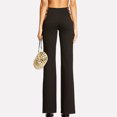 thumbnail image 3 of Women's Solid Color Low Waist Ladder Cutout Textured Flare Long Pants Black M, 3 of 8