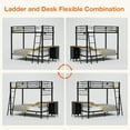 thumbnail image 2 of ARICOEASY Twin Over Twin Bunk Bed with Desk and 3 Storage Drawers, Metal Bunk Beds with Power Outlets and LED Lights, Black, 2 of 9