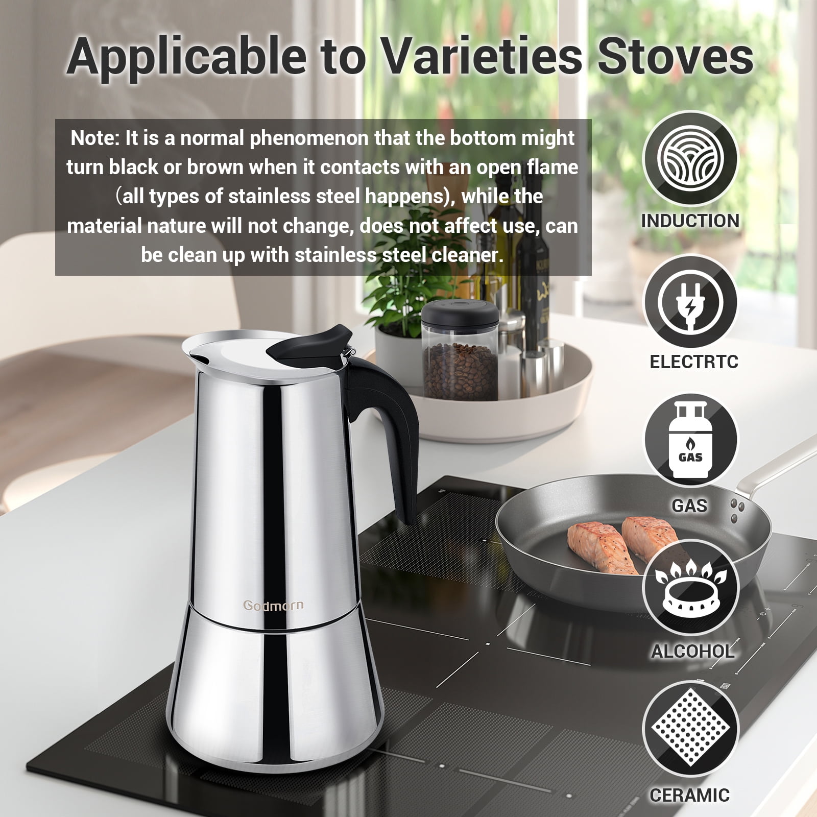 12 Cups Stainless Steel Moka Coffee Pot Espresso Coffee Maker, 600ML Portable Coffee Container