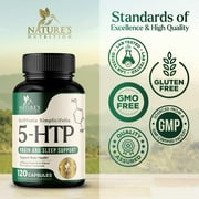5 Hydroxytryptophan Capsules - 200mg per Serving 5 HTP Supplement Plus Calcium for Brain Health & Sleep Support, Extra Strength Griffonia Simplicifolia 5-HTP Formula, 5HTP, USA Bottled - 120 Capsules