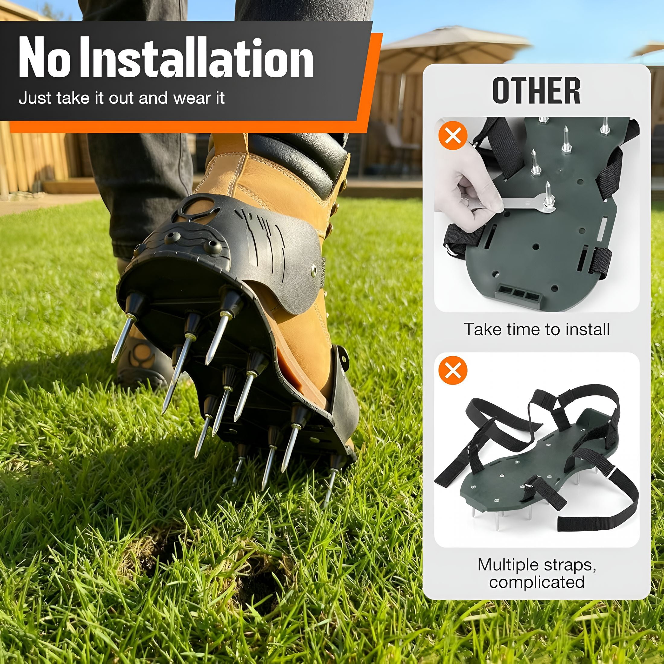ZHZFKQ Pre-Assembled Lawn Aerator Shoes for Yard Grass, Aerator Lawn Tool with Heavy Duty Spikes for Effectively Aerating Lawn Soil, Air Aerator Tool with Adjustable Dual-Buckle for Men Sizes 6-14