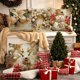thumbnail image 5 of Juego de 4 fundas de almohada navideñas | Fundas de almohada con estampado navideño de Papá Noel | Fundas de cojín decorativas de poliéster de 45 x 45 cm para sofá cama y salón, 5 of 5