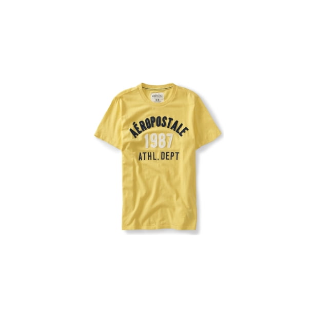 Aeropostale Mens 1987 Athl Dept bordado adornado playera, amarillo, grande