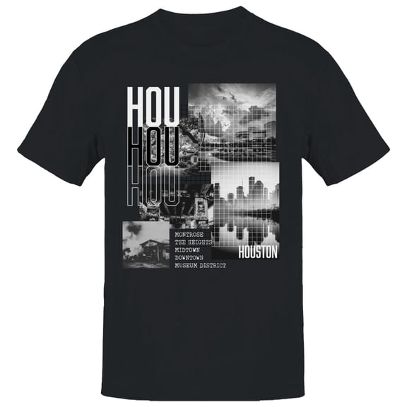 Houston Cityscape Urban Men's Black T-shirt