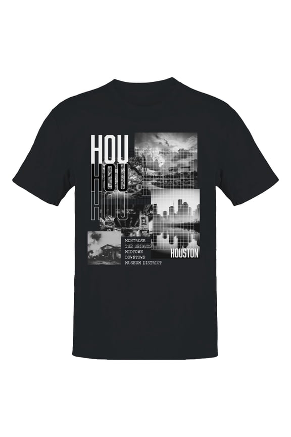 Houston Cityscape Urban Men's Black T-shirt