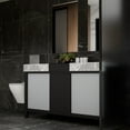 thumbnail image 2 of Zilara 60 in W Black and Grey Vanity, Castle Grey Marble Top, Faucet Set and 28 in Mirrors, 2 of 12
