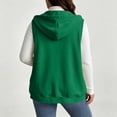 thumbnail image 4 of SSZMDLB Women Fall Winter Sleeveless Button Down Hooded Vest Plus Size Open Front Casual Solid Basic Layering Tops, Green S, 4 of 5