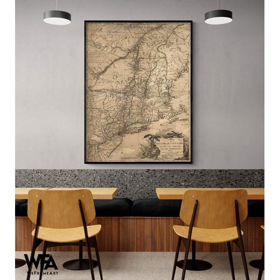 Theatre of War in the Thirteen Colonies 1777, Colonial House Decor, US War Poster Print, United States History Print, Antique Map Poster