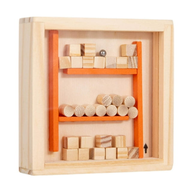 Juego de mesa de laberinto de madera, laberinto de canicas, juguete artesanal, equilibrio, juguete educativo Color de la madera