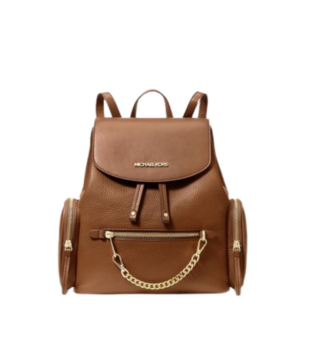 Michael Kors Womens Jet Set Medium Pebbled Leather Backpack (Luggage