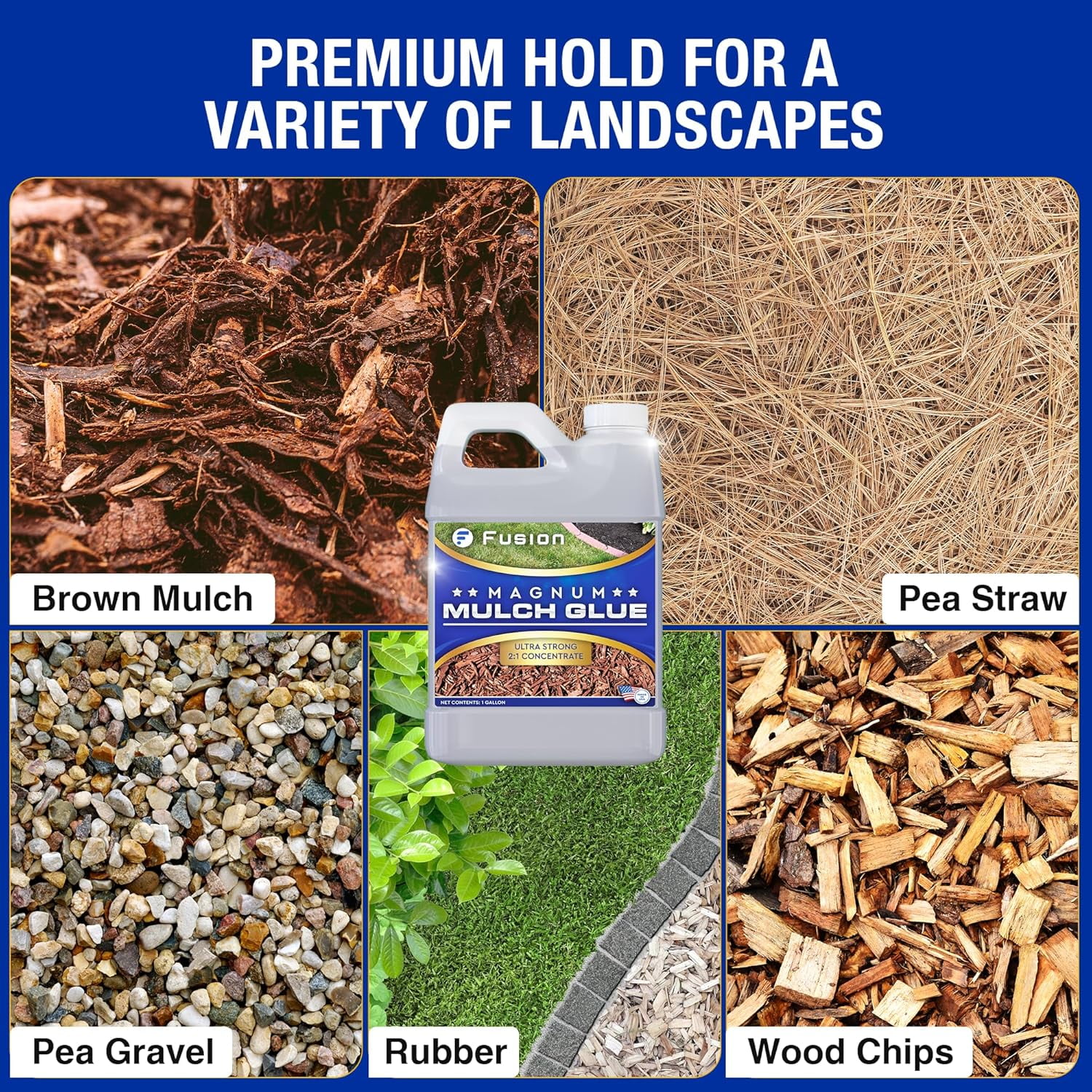 Fusion Magnum Mulch Glue (1 Gallon) - Mulch Glue for Landscaping and Pea Gravel Stabilizer, Fast-Dry, Non-Toxic, Strong Landscape Mulch and Rock Glue by Fusion Chemical