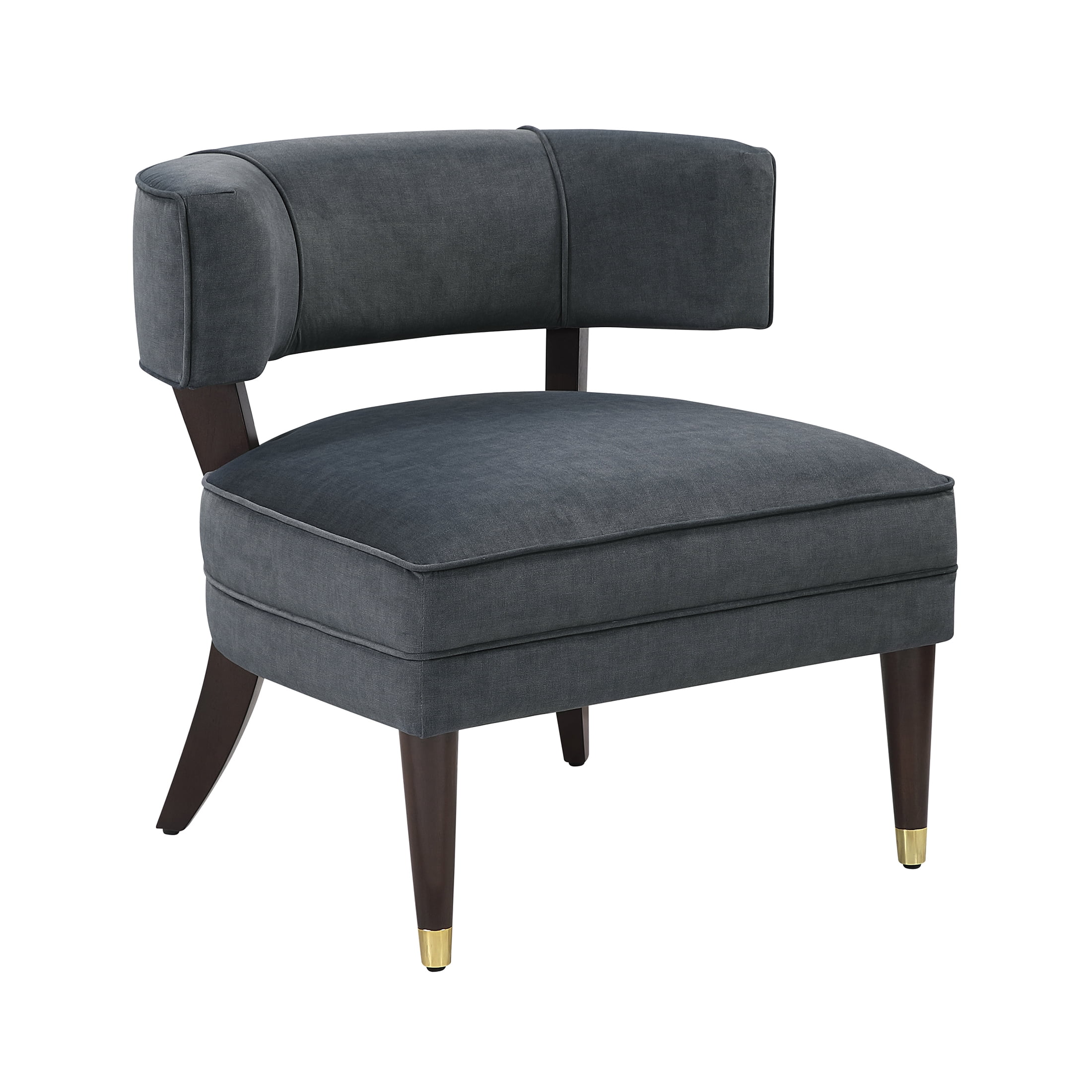 OakvillePark Rowanleigh Velvet Curved Back Accent Chair, Dark Gray