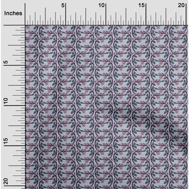 oneOone Polyester Lycra Fabric Leaves & Floral Block Printed Craft Fabric BTY 56 Inch Wide