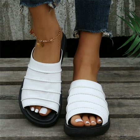 

Gubotare Heated Slippers Women Womens Bathroom Shower Slippers Indoor Home Beach Non Slip Sandal White