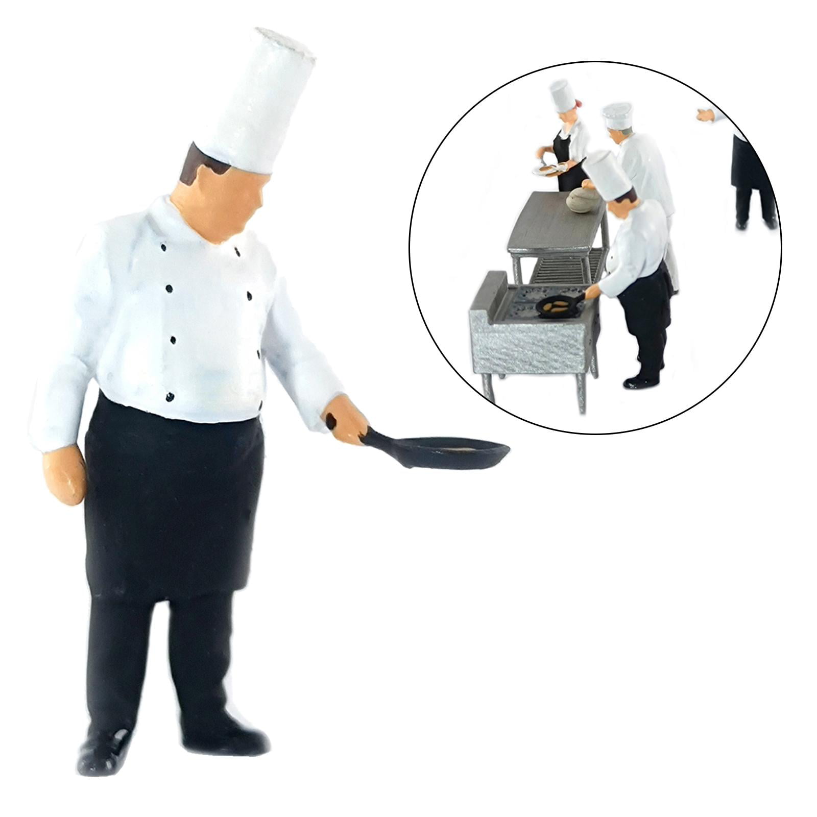 Mini Figure restaurant Cook Miniature Scene Layout Toy for Fire Wheel Stove
