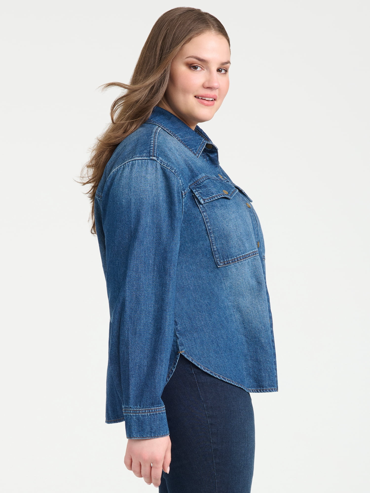 Sofia Vergara Women's Plus Size Relaxed Boyfriend Shirt Sizes 1X-4X