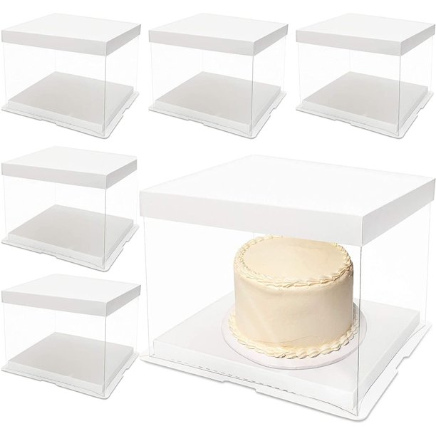 Juvale 6 Pack Clear Cake Boxes with Lids 8.6" x 8.6" x 6.3" for Package