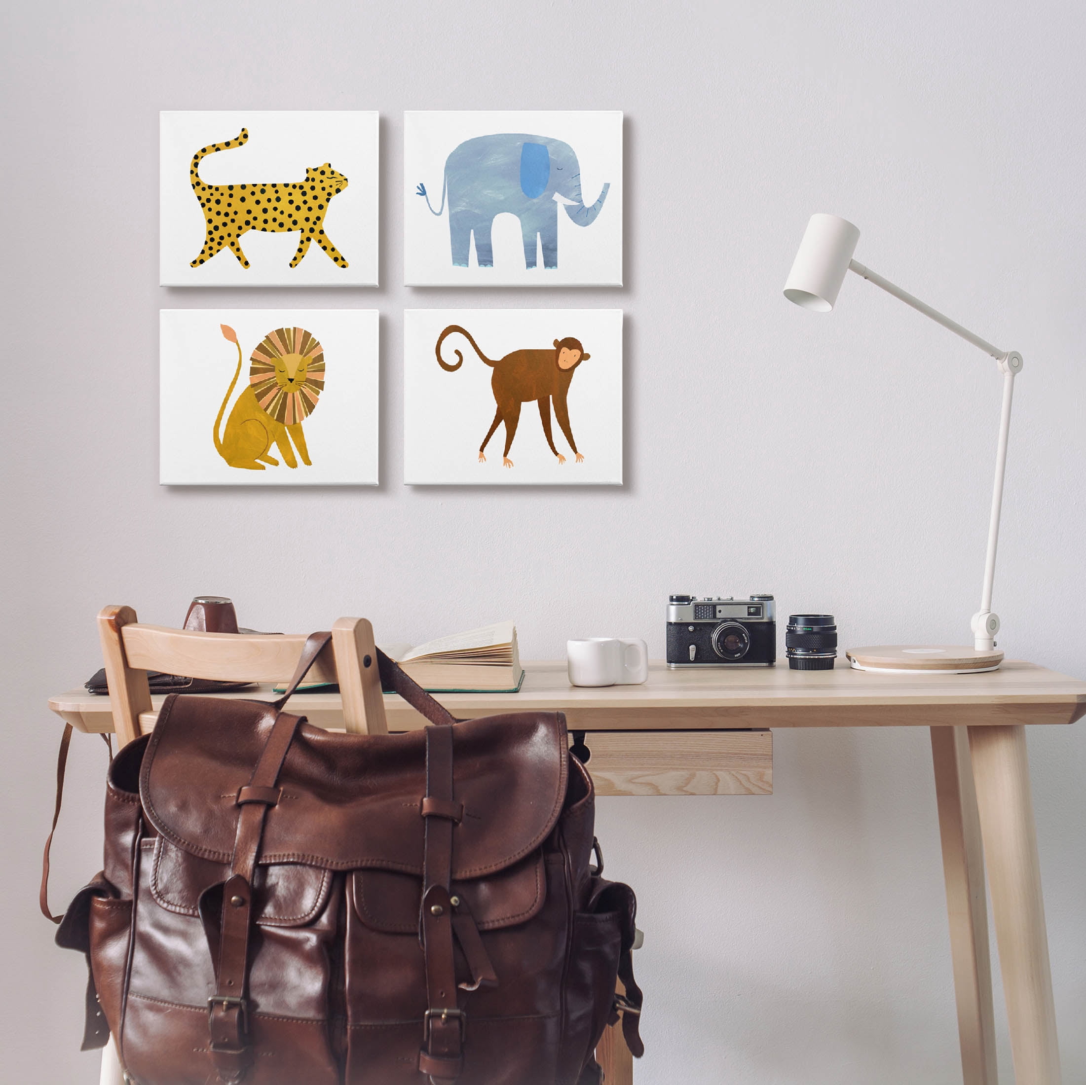 Stupell Industries Various Whimsical Wildlife Animals Graphic Art Gallery Wrapped Canvas Print Wall Art, Set of 4, Design by Emily Kopcik