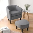 thumbnail image 3 of Costway Barrel Club Chair with Ottoman Set Footrest Curved Back & Removable Seat Cushion Grey, 3 of 10