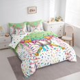thumbnail image 2 of Castle Fairy Baseball Print King Bedding 7pcs, Ice Cream Drip King Bed in a Bag, Green Pink Blue, 2 of 7