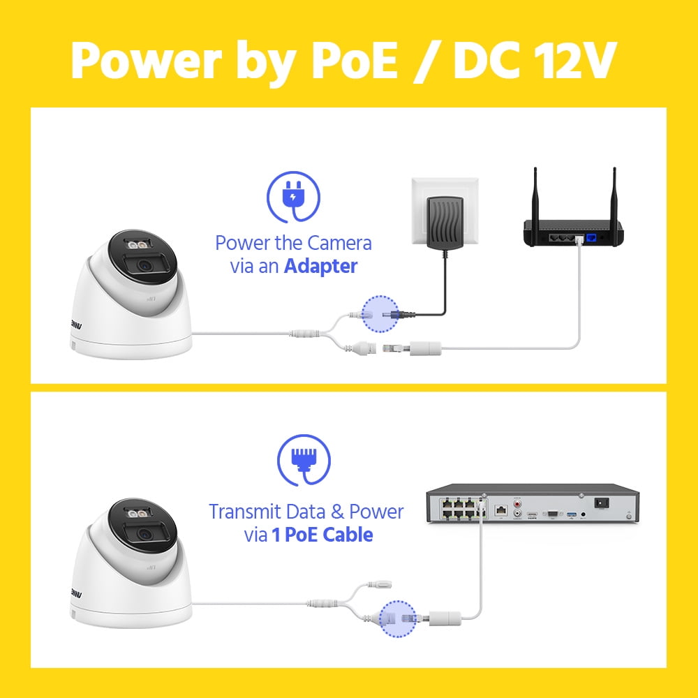 ANNKE 4K PoE Security Camera, Outdoor Turret Surveillance Wired Cameras for Home Security, AI Human/Vehicle Detection, Smart Dual Light, Color Night Vision, 120 dB WDR, 4mm Lens, Built-in Mic
