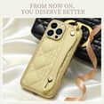 thumbnail image 6 of TECH CIRCLE Stylish Leather Case for iPhone 13 Pro 6.1 Inch Plating Edge with Wristband Handstrap Kickstand Full-Body Protective Case Cover for iPhone 13 Pro, Yellow, 6 of 6