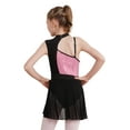 thumbnail image 2 of IEFIEL Kids Girls Asymmetrical Shoulder Modern Lyrical Leotard Dress Athletic Sequins Mesh Camisole Leotard Pink 4, 2 of 7