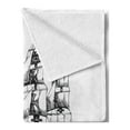 thumbnail image 2 of Sketch Soft Flannel Fleece Throw Blanket, Hand Drawn Columbus Ship and Waves Open Sea Print on Plain Backdrop, Cozy Plush for Indoor and Outdoor Use, 60" x 80", Charcoal Grey and White, by Ambesonne, 2 of 5