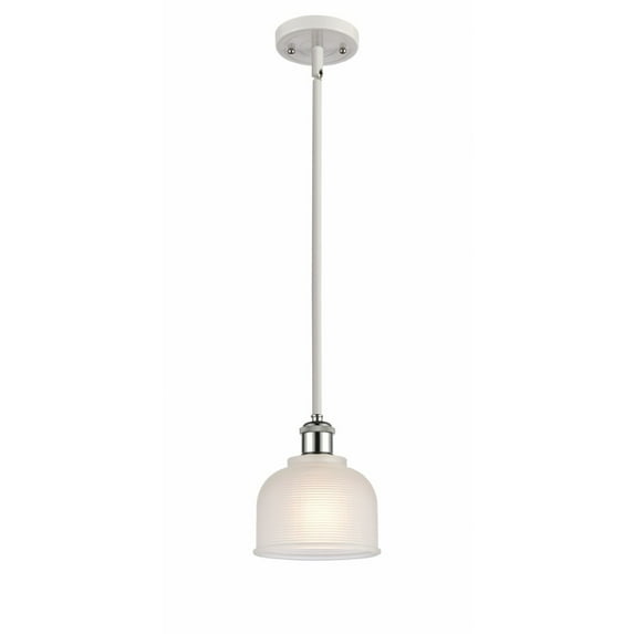 516-1S-WPC-G411-Innovations Lighting-Dayton-1 Light Pendant in Industrial Style-5.5 Inches Wide by 8.5 Inches High White/Polished Chrome Finish with