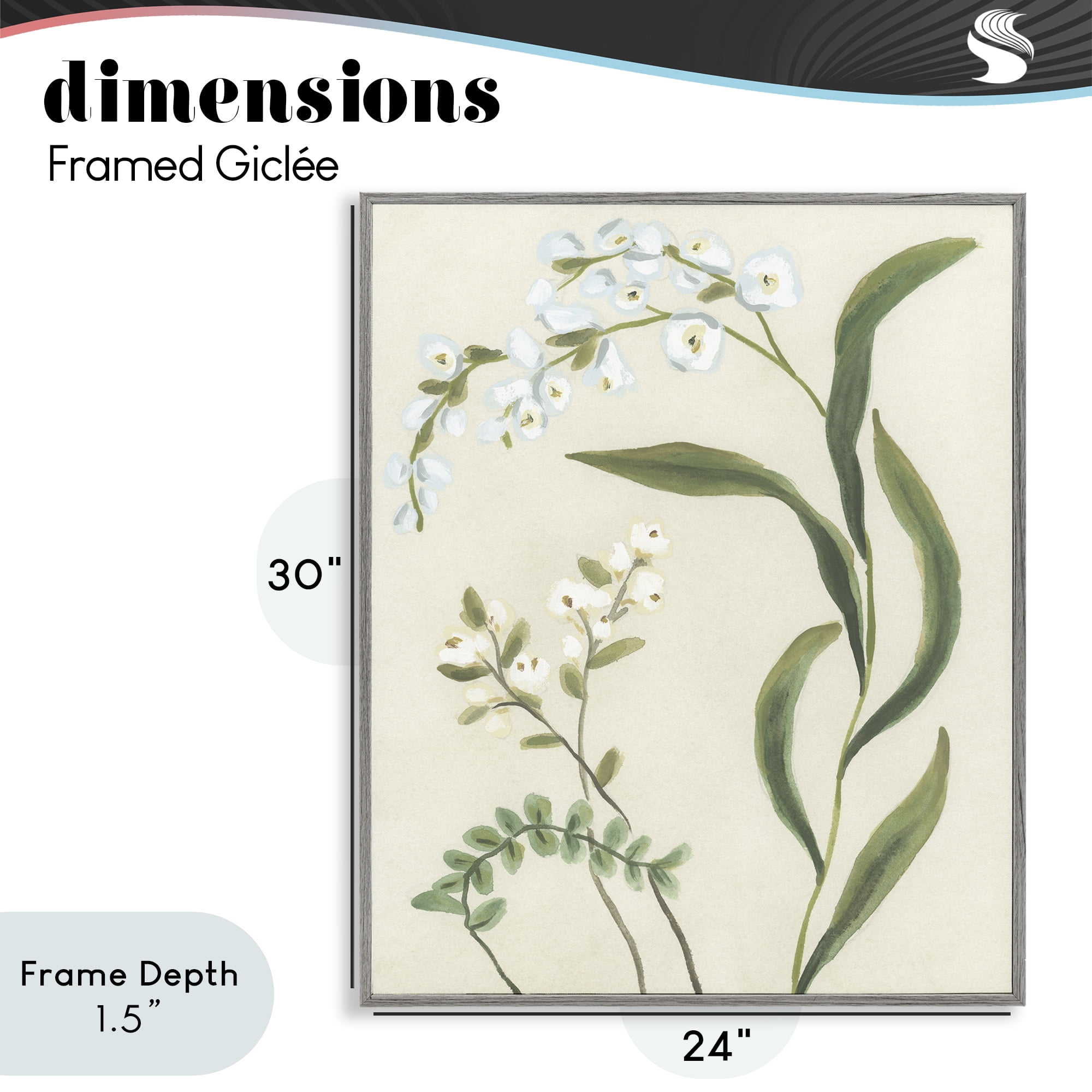Stupell Industries Neutral Snowdrop Stems Gray Framed Giclee Art, design by June Erica Vess