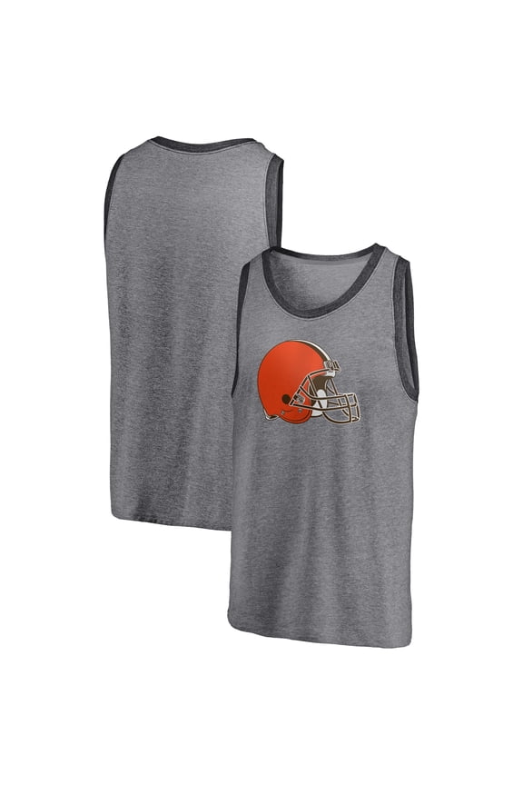 Men's Fanatics Heathered Gray/Heathered Charcoal Cleveland Browns Famous Tri-Blend Tank Top