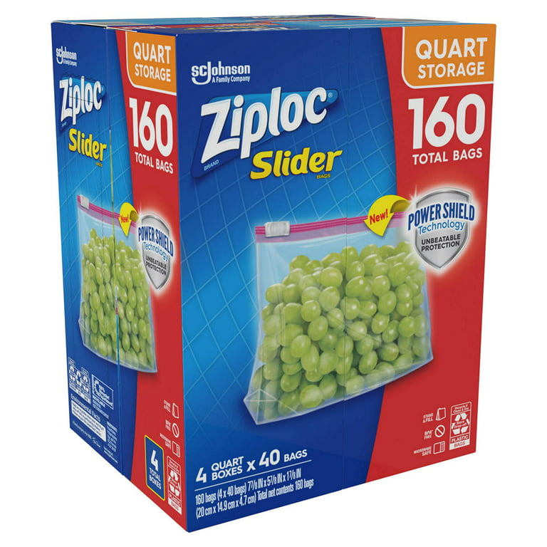 4-Pack New Ziploc Slider Storage Bags Quart 40-Ct Each (160 Total