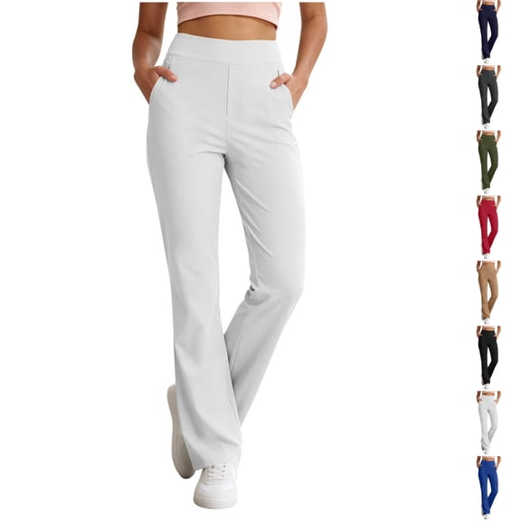 Nugftut Womens Yoga Pants Straight Leggings Casual Gym Pants Standard Length,No Front Seam,High Waist,Soft,Booty Lifting
