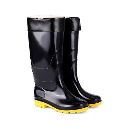 

Glookwis Men Work Shoe Round Toe Garden Shoes Waterproof Rain Boots Mens Comfort Casual Boot Non-Slip Plush Lining Style C 9.5