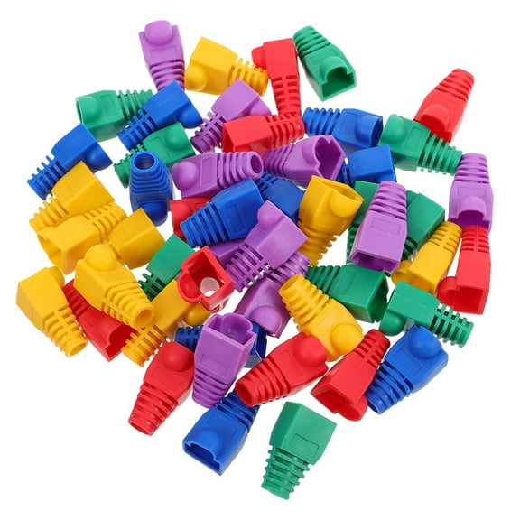 Raindrops 100pcs Cable Connector Caps Ethernet Boot Covers Solid Plastic Covers Ethernet Cable Cover Zipper Cable Sleeve Wire Cover Socket Protection Cover Connector Cover