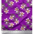 thumbnail image 1 of Soimoi Purple Cotton Cambric Fabric Leaves & Daffodil Floral Print Fabric by the Yard 56 Inch Wide, 1 of 3